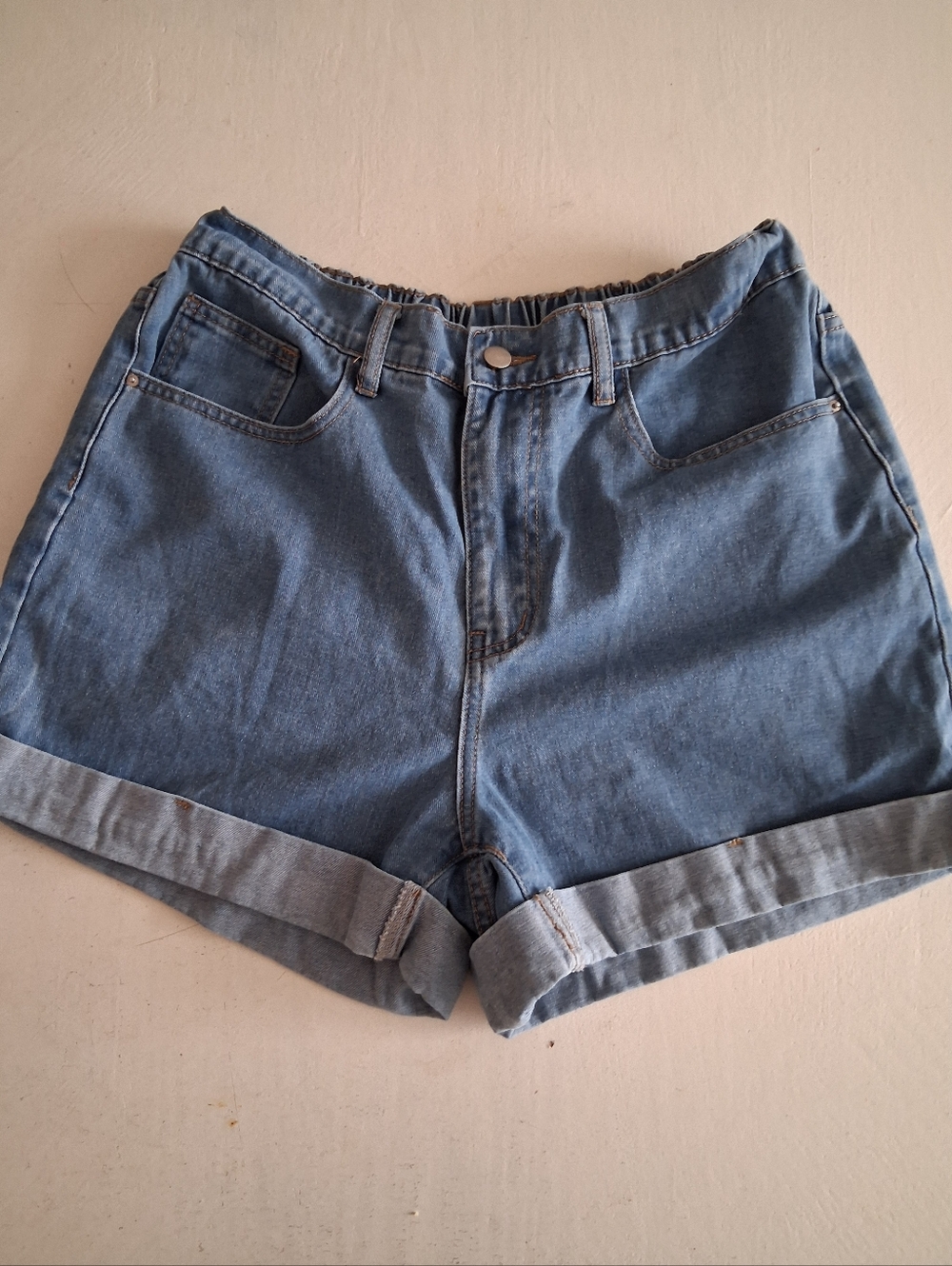 Shein Curve High-Rise Rolled Hem Denim Shorts Size 0X